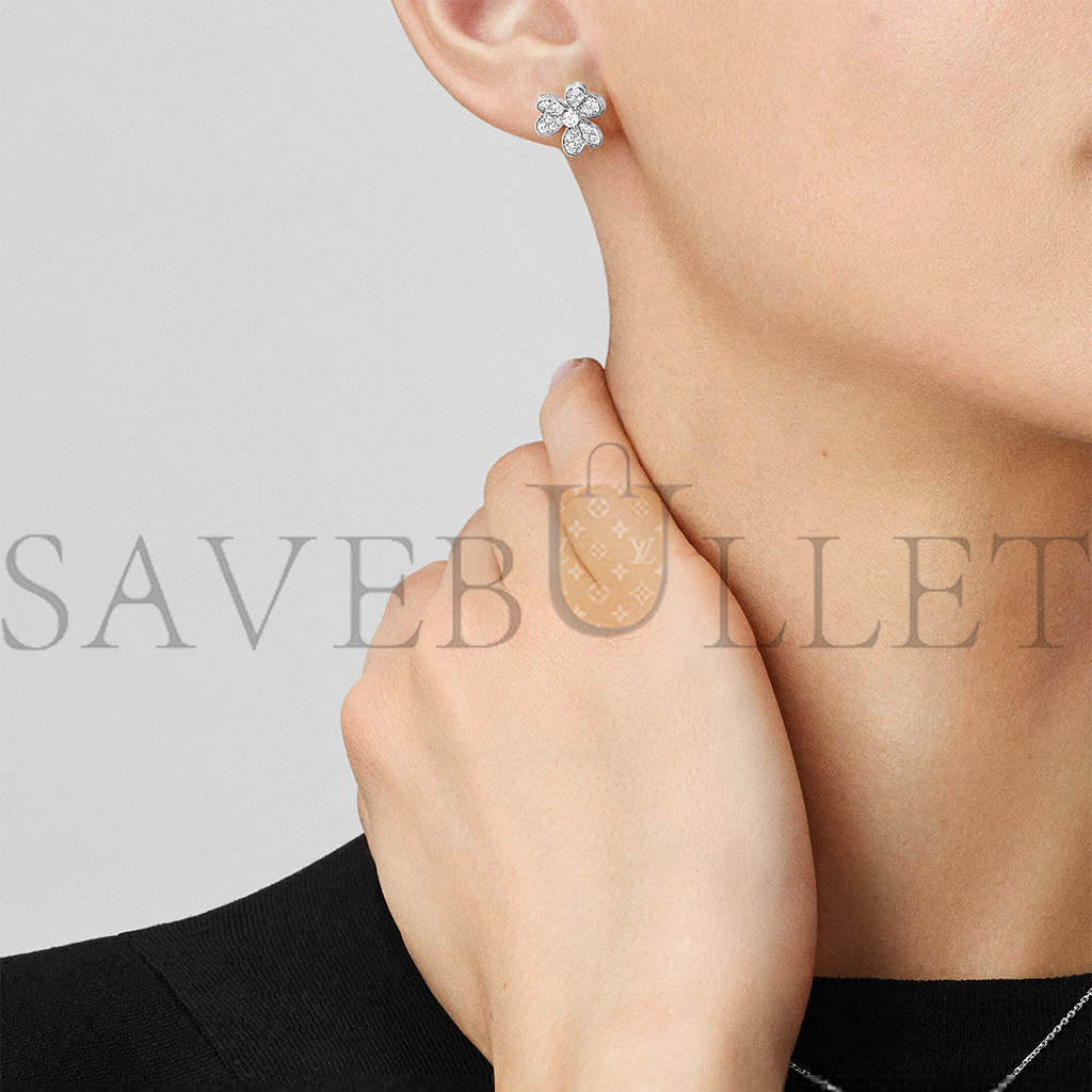 v*n cl*f arpels frivole earrings, mini model - white gold, Di*m*nd vcarp3w100